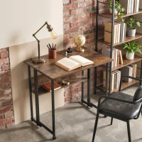 HOMCOM Klappbarer Schreibtisch mit Ablagefach, 80 cm Klapptisch für kleine Räume, Büro, Rustikales Braun(m-10)