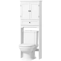 HOMCOM Móvel WC Sobre o Vaso Sanitário Armário de WC com 2 Portas Gaveta e Prateleira Ajustável Branco(m-7)