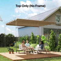 Outsunny Retractable Pergola Cover, 3.5 x 2.6 m Replacement Canopy Fabric for 4 x 3 m Frame, Roof Top Only, Tan(m-2)