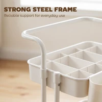 HOMCOM Three-Tier Home Trolley, with Handle and Wheels - White(m-7)