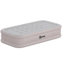 Outsunny Colchón Hinchable Individual Plegable con Bomba Inflado 3 Min Desinflado 2 Min Bolsa Carga 200 kg 190x97x39 cm Caqui(m-11)