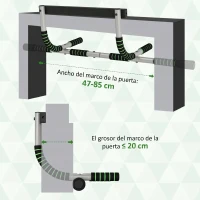 HOMCOM Barra de Dominadas Multifuncional Barra de Dominadas de Pared con Mangos Antideslizantes Carga 110 kg Gris y Negro(m-5)