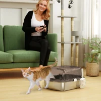 PawHut Katzenklo Edelstahl, Katzentoilette mit hohem Rand, Wanne, inklusive Schaufel, für große Katzen, 53x42x27cm, Kohlegrau(m-10)