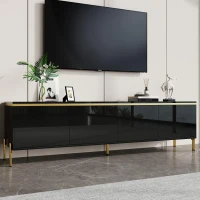 Spacious TV Stand with 4-Door Storage, Functional TV Cabinet for Modern and Italian Minimalist Living Rooms, 170L x 38W x 50H cm, Black(m-1)