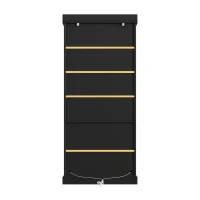 Modern Freestanding Display Cabinet with Height-Adjustable Shelves, LED Lighted Tall Showcase for Industrial Interiors, 80L x 40W x 180H cm, Black(m-12)