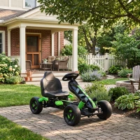 AIYAPLAY Pedal Go Kart for Kids Aged 3-6 Years, with Freewheel System, Brake, EVA Anti-Slip Wheels, Green(m-8)