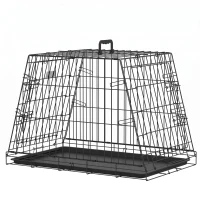 PawHut 30"(76 cm) Car Dog Crate Collapsible Slanted Travel Small Dog Cage with Tray & Handle 76L x 48W x 53H cm(m-15)