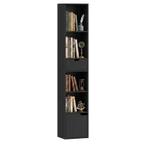HOMCOM 6-Fach Bücherregal mit Schublade und verstellbarem Fach, freistehender Aufbewahrungsschrank, 30 x 24 x 158 cm, Schwarz(m-11)