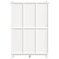 White Wine Cabinet with App-Controlled RGB LED Lighting, Adjustable-Dlass-Shelf Showcase with Wine Rack and Glass Holder, 120L x 40W x 180.5H cm, White(m-12)
