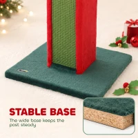 PawHut Cat Scratching Post for Indoor Cats, 81cm Tall Cat Scratcher with Sisal Rope, Hanging Bell Toy, Stable Base, Green & Red(m-6)