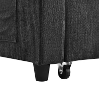 Convertible Sofa Bed with Adjustable Backrest, Functional Sleeper with USB & Type-C Charging and Cup Holders, 135L x173W x 58H cm, Dark Grey(m-11)
