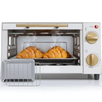 HOMCOM Mini Oven, 9L Countertop Electric Grill, Toaster Oven with Adjustable Temperature and Timer, 750W, White(m-15)