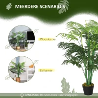 Outsunny Kunstpalm 125cm Groot kunstplant met 18 palmbladeren in pot voor woonkamer balkon(m-4)