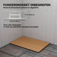 Outsunny Tuinschuur met Ventilatieraampjes, Schuifdeuren, van Gegalvaniseerd Staal, 213 x 130 x 159 cm, Groen(m-6)