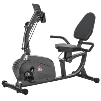 HOMCOM Bicicleta Estática con Respaldo de 8 Niveles de Resistencia con Volante Asiento Ajustable, Pantalla LCD y Soporte(m-1)