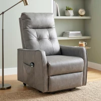 HOMCOM Sillón Relax Reclinable Eléctrico Levanta Personas de Cuero PU Control Remoto Asiento con Resorte Reposapiés Gris(m-9)