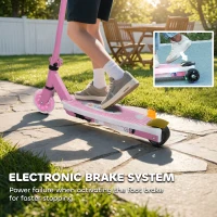 AIYAPLAY Electric Scooter for Kids Aged 4-7 Years, with Flashing LED Lights, Rear Auxiliary Wheels, Pink(m-8)