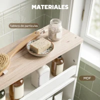 kleankin Armario Auxiliar de Baño Carrito con 3 Estantes y Ruedas para Espacios Estrechos 50x13x67,5 cm Blanco(m-6)