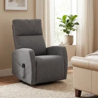 HOMCOM Relaxsessel Drehbarer Fernsehsessel mit Wärme und Vibrationsmassage, Liegefunktion, Wippfunktion Dunkelgrau(m-9)