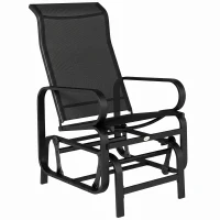 Outsunny Outdoor Gliding Rocking Chair with Sturdy Metal Frame Garden Comfortable Swing Chair, Black(m-1)
