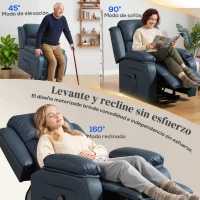 HOMCOM Sillón Relax Levanta Personas Sillón Elevador con Control Remoto Reclinación Eléctrica 160° Reposapiés 76x90x105cm Azul(m-4)