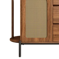 Spacious Sideboard with 3 Drawers and Adjustable Shelves, Stylish Cabinet for Living Room or Entryway, 140L x 38W x 77.5H cm, Walnut(m-9)