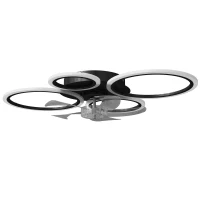 HOMCOM Ventilateur de plafond avec lumière et télécommande, plafonnier ventilateur 77 cm avec 6 vitesses, noir(m-1)