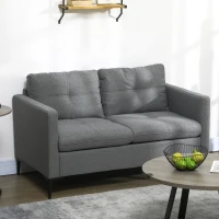 HOMCOM Two-Seater Sofa, with Steel Legs - Grey(m-10)