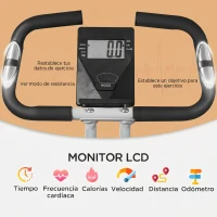 SPORTNOW Bicicleta Estática Plegable 8 Niveles Resistencia Magnética Monitor LCD Asiento Ajustable Sensor Ritmo Soporte Teléfono(m-4)