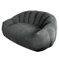 Oversized 2 Seater Bean Bag Sofa with High-Density Sponge, Glitter Plush Floor Couch with for Bedroom or Living Room, 140L x 98W x 61H cm, Gray(m-2)