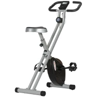 SPORTNOW Bicicleta Estática Plegable 8 Niveles Resistencia Magnética Monitor LCD Asiento Ajustable Sensor Ritmo Soporte Teléfono(m-1)