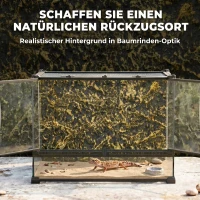 PawHut Terrarium voor reptielen Glazen terrarium 48L met voorventilatie stenen achterwand draaivergrendeling 50 x 30 x 35 cm Zwart(m-5)