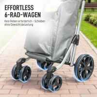HOMCOM Einkaufstrolley, 46 Liter Tasche, Faltbarer Einkaufswagen mit Kühltasche, verstellbarer Griff, Aluminiumrahmen, Grau(m-8)