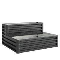 Outsunny Jardinera Exterior de Acero con Diseño de Escalera para Cultivos Plantas Flores 120x101x58 cm Gris Oscuro(m-1)
