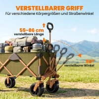 Outsunny Bollerwagen, klappbar, mit Klapptisch, Stahlrahmen, höhenverstellbarer Griff, Grün, 108 x 55 x 93 cm(m-5)