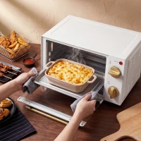 HOMCOM Mini Oven, 9L Countertop Electric Grill, Toaster Oven with Adjustable Temperature and Timer, 750W, White(m-2)