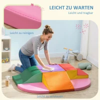 HOMCOM Schuimblokken 6-delig - Modulaire Zachte Bouwblokken met Kunstleerlook voor Kinderen van 1-3 Jaar - Multicolor(m-6)