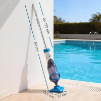 Outsunny Limpiafondos de Piscina Manual Inalámbrica con Cepillo y Barra Ajustable de 63-150 cm para Piscinas Pequeñas Azul(m-3)