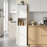 HOMCOM Armário de Casa de Banho com Cesto de Roupa Suja, Prateleira Ajustável e Compartimento Aberto, 40x30x170 cm, Branco(m-9)