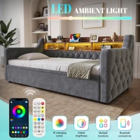 90x190 cm Sofa Bed with Velvet Upholstery, 2-in-1 Space-Saving Daybed for Modern Homes, 201L x 107W x 80H cm, Dark Gray(m-6)