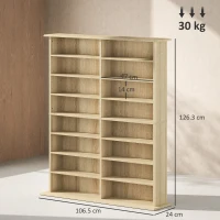 HOMCOM 16-Compartment Media Shelf - Nature Wood Finish(m-3)