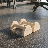 SPORTNOW Lot de 2 barres parallèles poignée Push-up parallettes en bois de hêtre antidérapantes finition bois naturel(m-2)