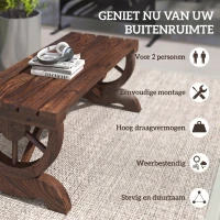 Outsunny Tuinbank bank tuinmeubelen rustieke bank massief hout bruin(m-6)