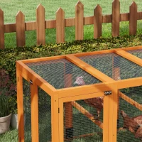 PawHut Hühnerstall für 1-3 Hühner, Holzrahmen, Stahldraht, erweiterbares Design, Holzsitzstangen, Orange(m-8)