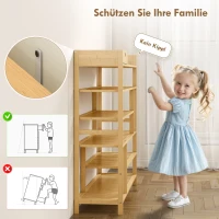 HOMCOM Schoenenrek, Schoenenhouder met 6 niveaus, Lade van bamboe, voor max. 18 paar schoenen, Schoenplank voor entree, slaapkamer, 101 x 30 x 100 cm, Natuur(m-7)