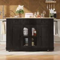 Stylish Kitchen Island with Foldable Worktop and Dining Extension, Space-Saving Dining Cart for Cosy Flats, 151.5L x 60W x 91.5H cm, Black(m-7)