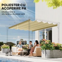 Outsunny Husă pentru Pergolă Gazebo 4x3 m din Poliester Respirable Bej cu 10 Orificii de Drenaj(m-5)