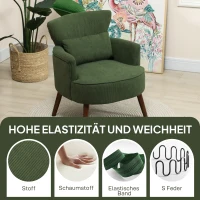 HOMCOM Moderne armleuningstoel, gestoffeerde accentstoel met lendekussen, groen(m-4)