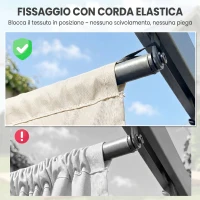 Outsunny Tetto per Gazebo Pergola con 10 Fori di Drenaggio in Poliestere, 250x255 cm, per Pergola 3x3m, Crema(m-7)
