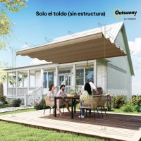 Outsunny Cubierta para Techo Retráctil de 2,5x2,55m para Pérgola 3x3 Tela de Repuesto con 10 Orificios de Drenaje Pardo(m-8)